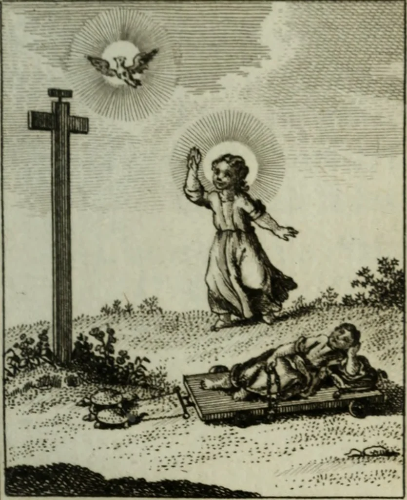 An illustration from L'ame amante de son Dieu, représentée dans les emblemes de Hermannus Hugo, et dans ceux d'Othon Vaenius sur l'amour divin. Avec des figures nouvelles accompagnées de vers qui en font l'application aux dispositions les plus essentielles de la vie intérieure, 1790, leaf 230