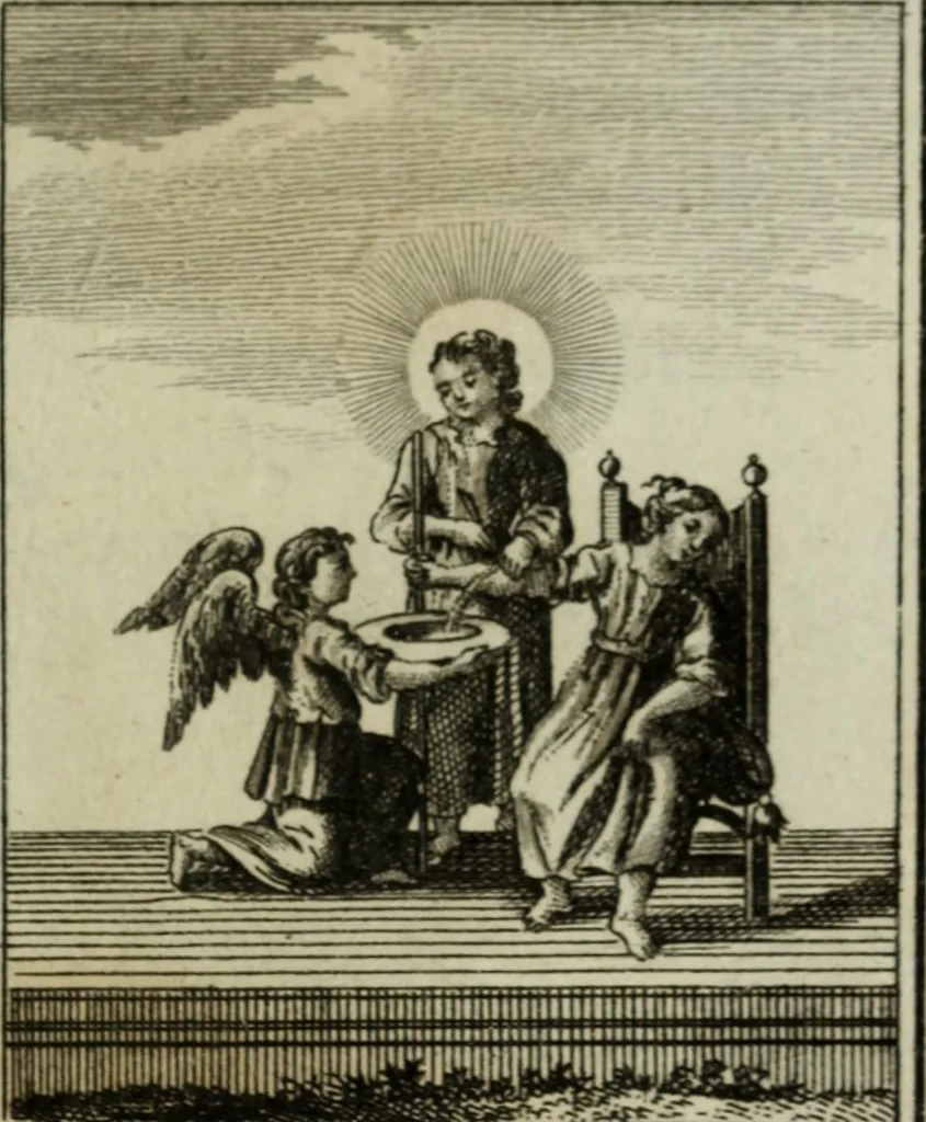 An illustration from L'ame amante de son Dieu, représentée dans les emblemes de Hermannus Hugo, et dans ceux d'Othon Vaenius sur l'amour divin. Avec des figures nouvelles accompagnées de vers qui en font l'application aux dispositions les plus essentielles de la vie intérieure, 1790, leaf 230