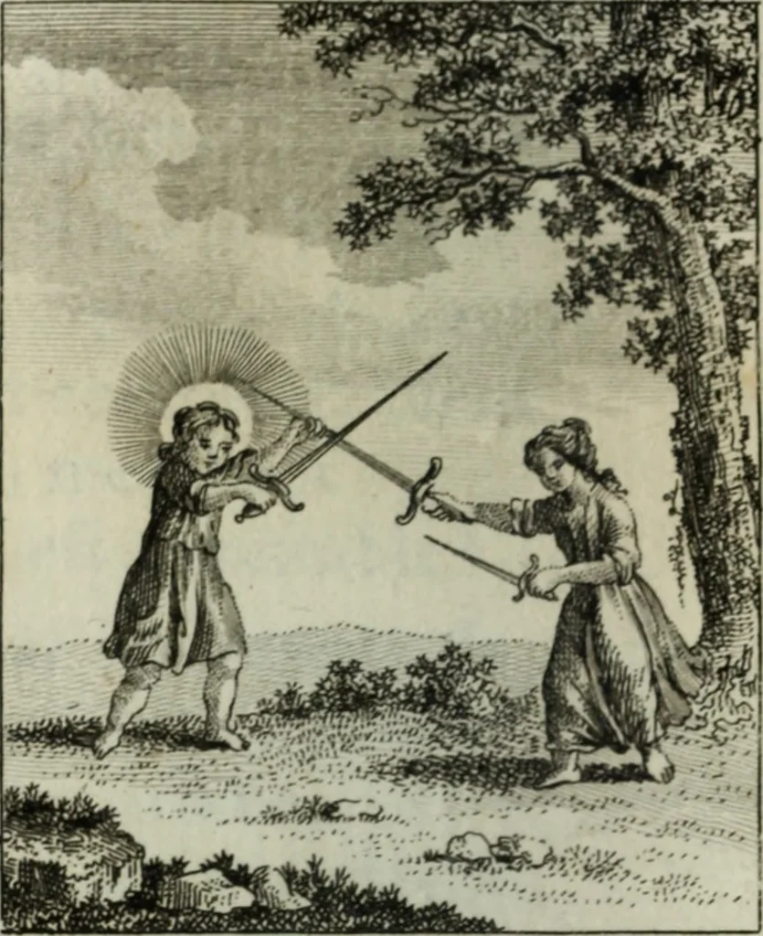 An illustration from L'ame amante de son Dieu, représentée dans les emblemes de Hermannus Hugo, et dans ceux d'Othon Vaenius sur l'amour divin. Avec des figures nouvelles accompagnées de vers qui en font l'application aux dispositions les plus essentielles de la vie intérieure, 1790, leaf 239