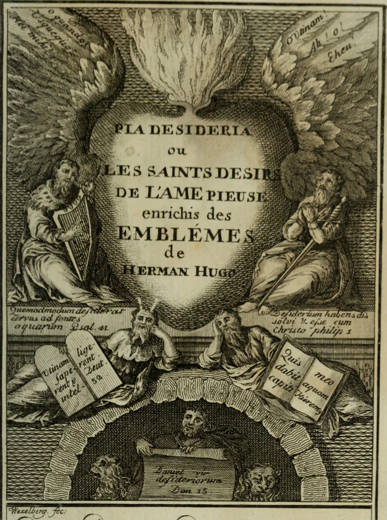 An illustration from L'ame amante de son Dieu, représentée dans les emblemes de Hermannus Hugo, et dans ceux d'Othon Vaenius sur l'amour divin. Avec des figures nouvelles accompagnées de vers qui en font l'application aux dispositions les plus essentielles de la vie intérieure, 1790, leaf 24