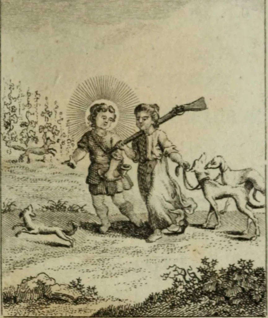 An illustration from L'ame amante de son Dieu, représentée dans les emblemes de Hermannus Hugo, et dans ceux d'Othon Vaenius sur l'amour divin. Avec des figures nouvelles accompagnées de vers qui en font l'application aux dispositions les plus essentielles de la vie intérieure, 1790, leaf 244