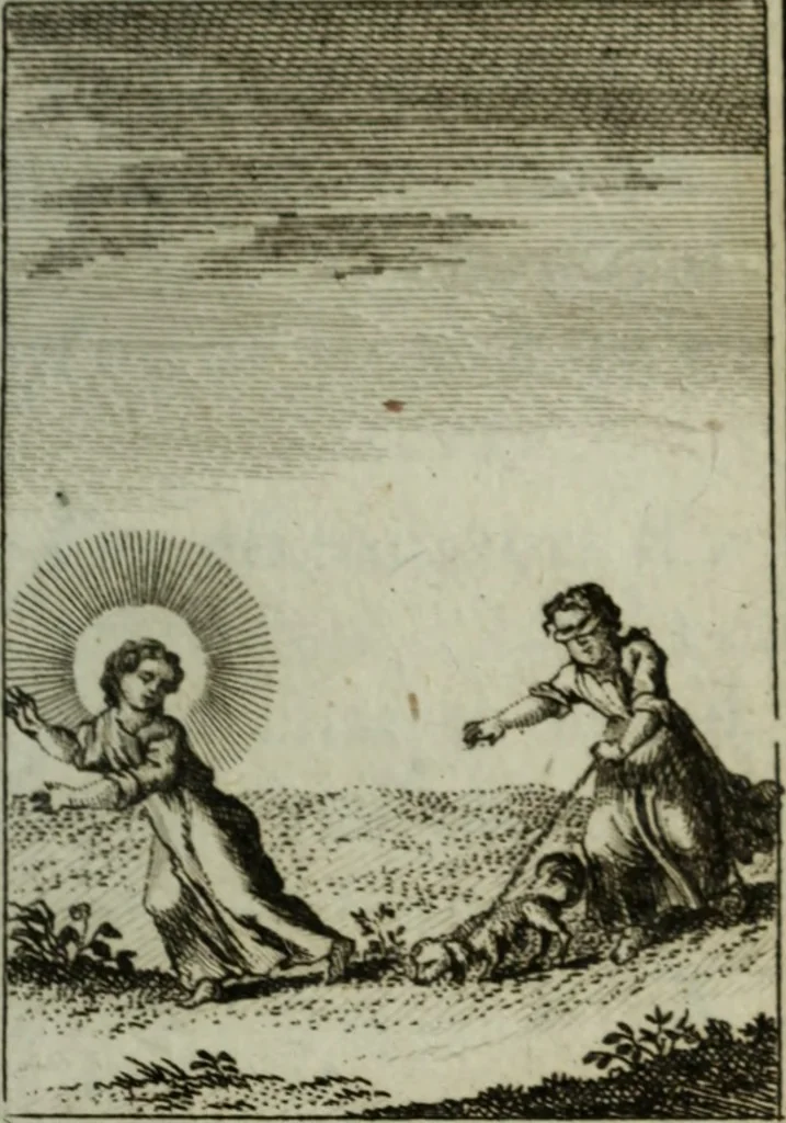 An illustration from L'ame amante de son Dieu, représentée dans les emblemes de Hermannus Hugo, et dans ceux d'Othon Vaenius sur l'amour divin. Avec des figures nouvelles accompagnées de vers qui en font l'application aux dispositions les plus essentielles de la vie intérieure, 1790, leaf 258