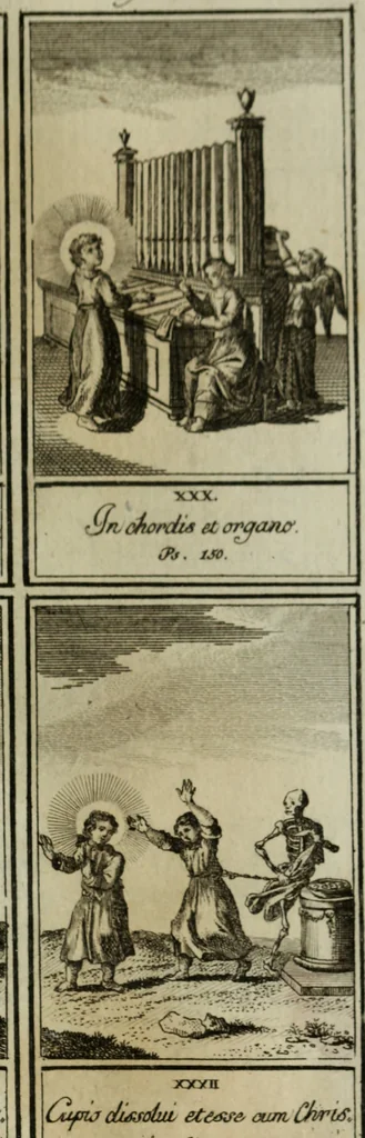 An illustration from L'ame amante de son Dieu, représentée dans les emblemes de Hermannus Hugo, et dans ceux d'Othon Vaenius sur l'amour divin. Avec des figures nouvelles accompagnées de vers qui en font l'application aux dispositions les plus essentielles de la vie intérieure, 1790, leaf 258
