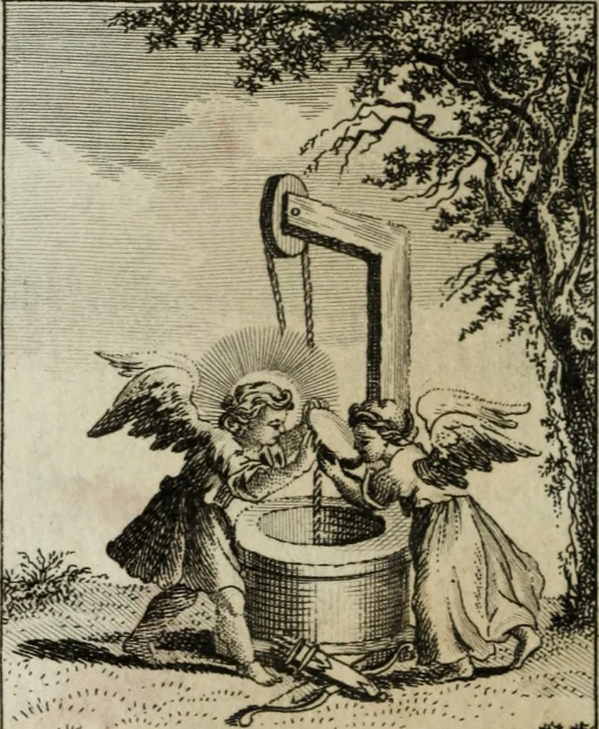 An illustration from L'ame amante de son Dieu, représentée dans les emblemes de Hermannus Hugo, et dans ceux d'Othon Vaenius sur l'amour divin. Avec des figures nouvelles accompagnées de vers qui en font l'application aux dispositions les plus essentielles de la vie intérieure, 1790, leaf 263
