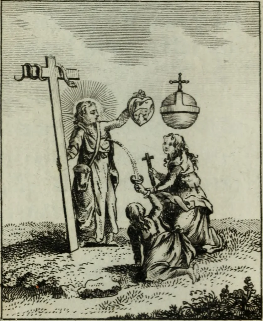 An illustration from L'ame amante de son Dieu, représentée dans les emblemes de Hermannus Hugo, et dans ceux d'Othon Vaenius sur l'amour divin. Avec des figures nouvelles accompagnées de vers qui en font l'application aux dispositions les plus essentielles de la vie intérieure, 1790, leaf 263