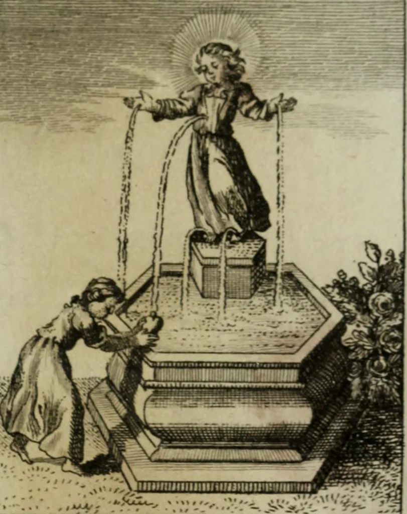An illustration from L'ame amante de son Dieu, représentée dans les emblemes de Hermannus Hugo, et dans ceux d'Othon Vaenius sur l'amour divin. Avec des figures nouvelles accompagnées de vers qui en font l'application aux dispositions les plus essentielles de la vie intérieure, 1790, leaf 268