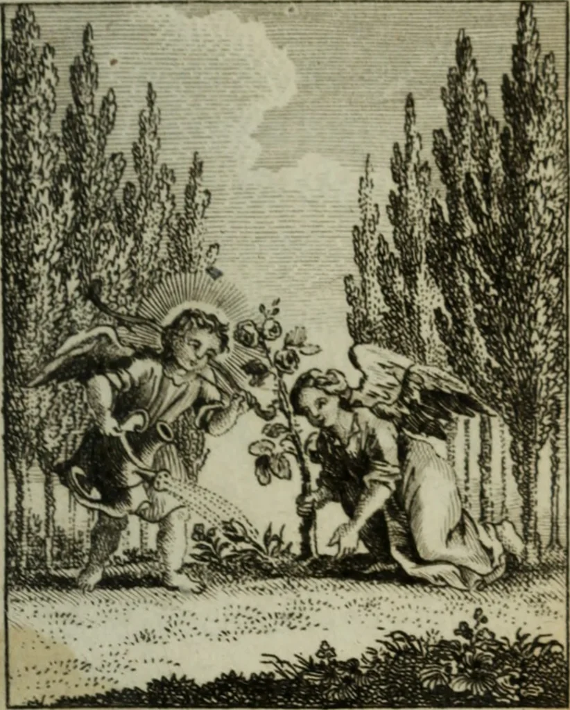 An illustration from L'ame amante de son Dieu, représentée dans les emblemes de Hermannus Hugo, et dans ceux d'Othon Vaenius sur l'amour divin. Avec des figures nouvelles accompagnées de vers qui en font l'application aux dispositions les plus essentielles de la vie intérieure, 1790, leaf 272