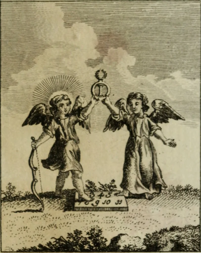 An illustration from L'ame amante de son Dieu, représentée dans les emblemes de Hermannus Hugo, et dans ceux d'Othon Vaenius sur l'amour divin. Avec des figures nouvelles accompagnées de vers qui en font l'application aux dispositions les plus essentielles de la vie intérieure, 1790, leaf 272
