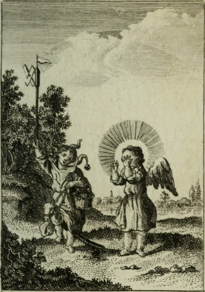An illustration from L'ame amante de son Dieu, représentée dans les emblemes de Hermannus Hugo, et dans ceux d'Othon Vaenius sur l'amour divin. Avec des figures nouvelles accompagnées de vers qui en font l'application aux dispositions les plus essentielles de la vie intérieure, 1790, leaf 32