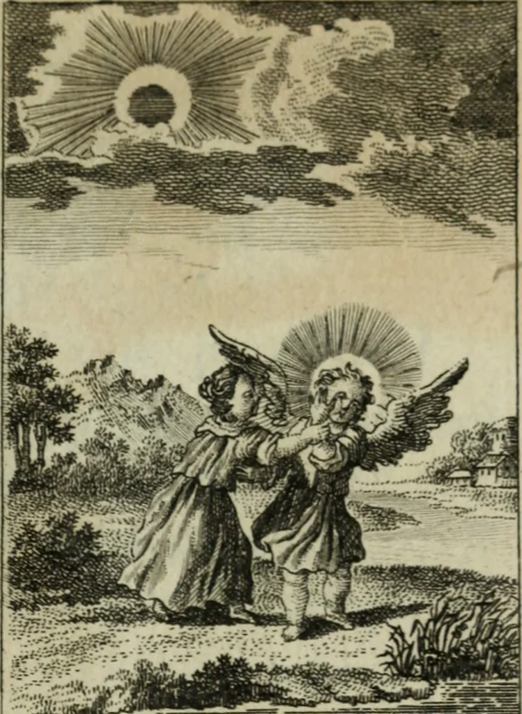 An illustration from L'ame amante de son Dieu, représentée dans les emblemes de Hermannus Hugo, et dans ceux d'Othon Vaenius sur l'amour divin. Avec des figures nouvelles accompagnées de vers qui en font l'application aux dispositions les plus essentielles de la vie intérieure, 1790, leaf 36