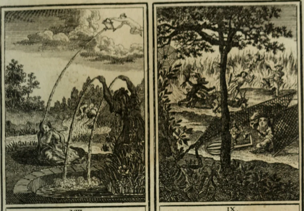 An illustration from L'ame amante de son Dieu, représentée dans les emblemes de Hermannus Hugo, et dans ceux d'Othon Vaenius sur l'amour divin. Avec des figures nouvelles accompagnées de vers qui en font l'application aux dispositions les plus essentielles de la vie intérieure, 1790, leaf 42