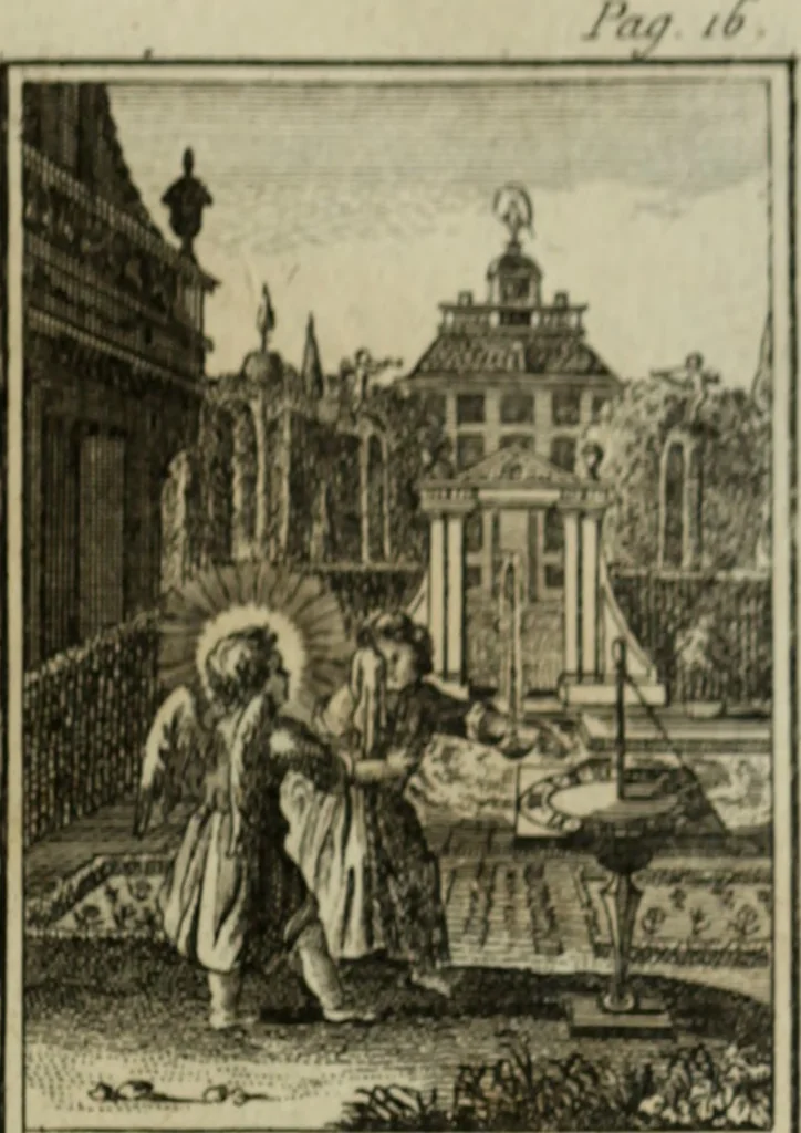 An illustration from L'ame amante de son Dieu, représentée dans les emblemes de Hermannus Hugo, et dans ceux d'Othon Vaenius sur l'amour divin. Avec des figures nouvelles accompagnées de vers qui en font l'application aux dispositions les plus essentielles de la vie intérieure, 1790, leaf 48