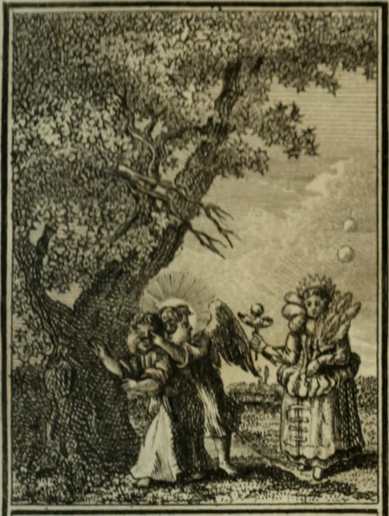 An illustration from L'ame amante de son Dieu, représentée dans les emblemes de Hermannus Hugo, et dans ceux d'Othon Vaenius sur l'amour divin. Avec des figures nouvelles accompagnées de vers qui en font l'application aux dispositions les plus essentielles de la vie intérieure, 1790, leaf 60