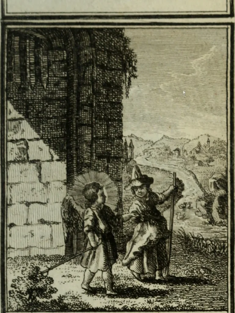 An illustration from L'ame amante de son Dieu, représentée dans les emblemes de Hermannus Hugo, et dans ceux d'Othon Vaenius sur l'amour divin. Avec des figures nouvelles accompagnées de vers qui en font l'application aux dispositions les plus essentielles de la vie intérieure, 1790, leaf 60