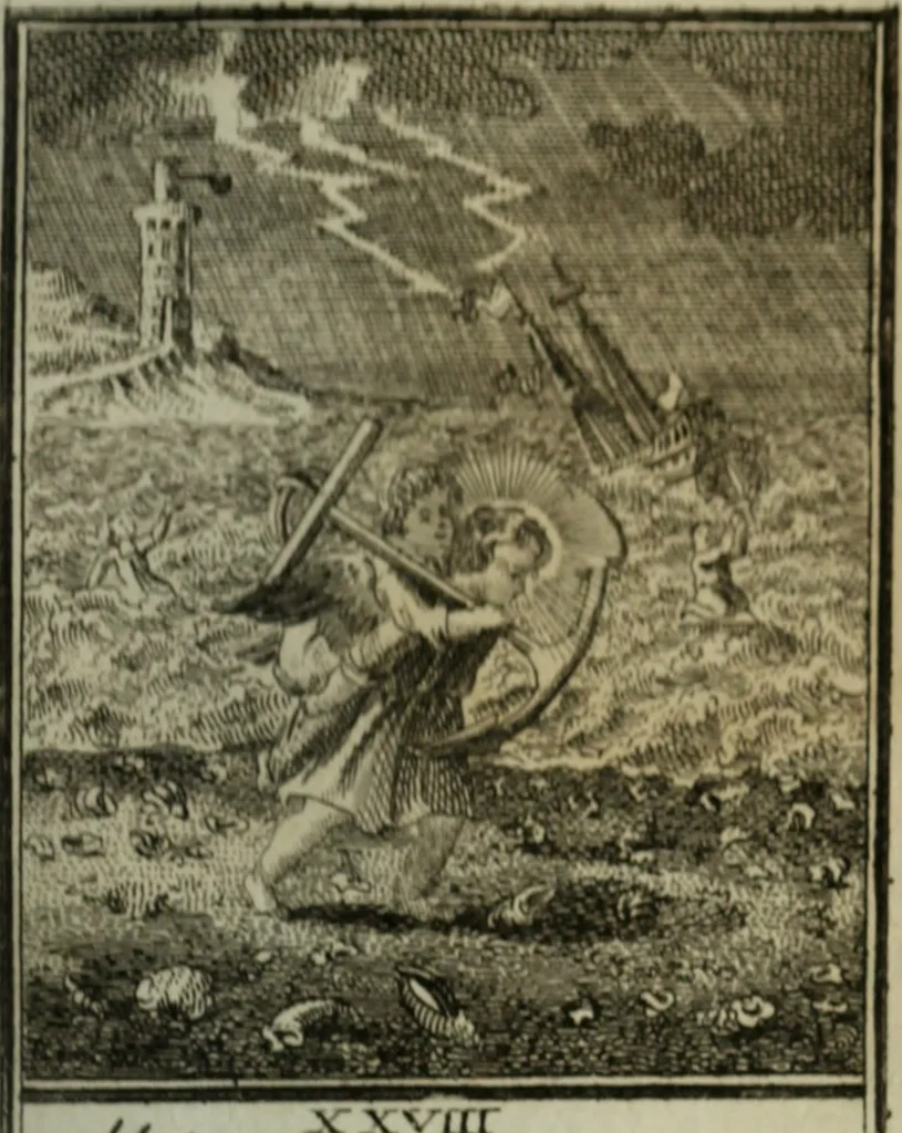 An illustration from L'ame amante de son Dieu, représentée dans les emblemes de Hermannus Hugo, et dans ceux d'Othon Vaenius sur l'amour divin. Avec des figures nouvelles accompagnées de vers qui en font l'application aux dispositions les plus essentielles de la vie intérieure, 1790, leaf 70