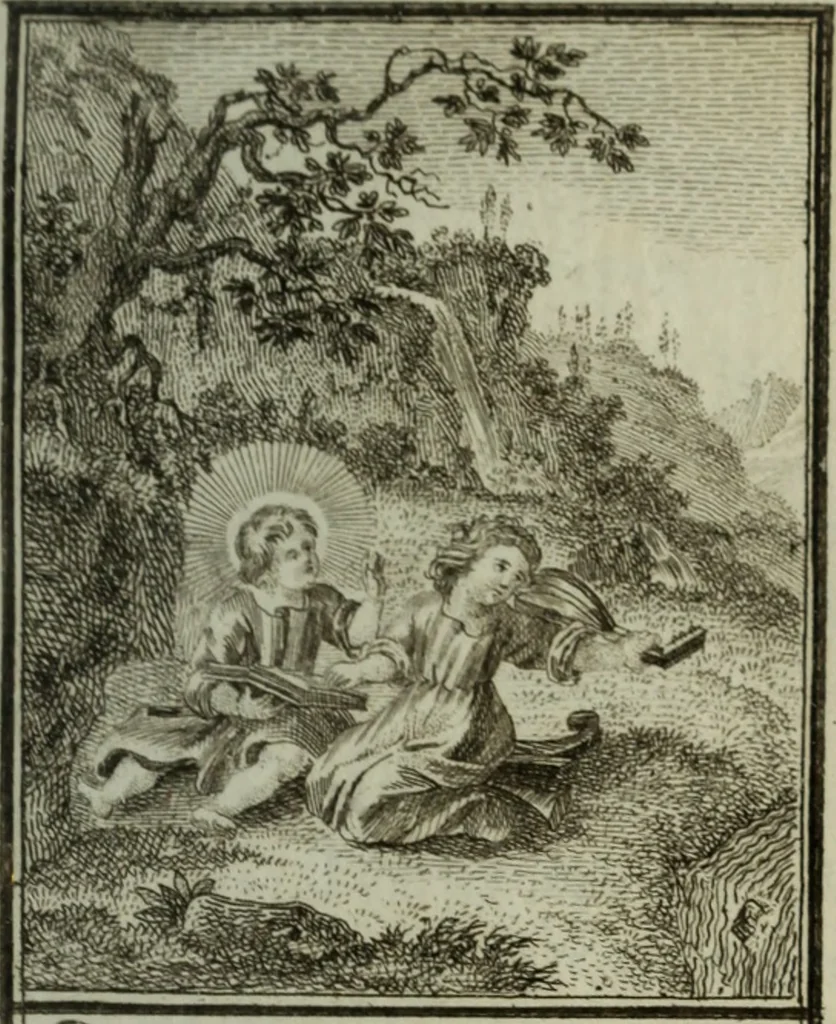 An illustration from L'ame amante de son Dieu, représentée dans les emblemes de Hermannus Hugo, et dans ceux d'Othon Vaenius sur l'amour divin. Avec des figures nouvelles accompagnées de vers qui en font l'application aux dispositions les plus essentielles de la vie intérieure, 1790, leaf 70