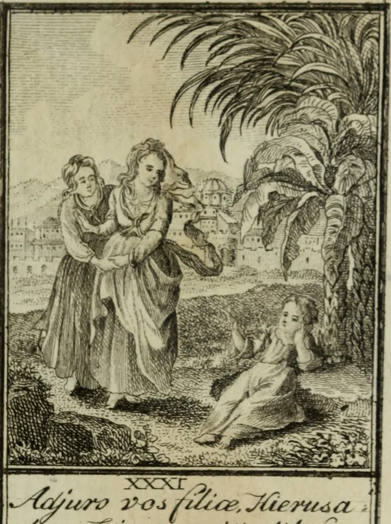 An illustration from L'ame amante de son Dieu, représentée dans les emblemes de Hermannus Hugo, et dans ceux d'Othon Vaenius sur l'amour divin. Avec des figures nouvelles accompagnées de vers qui en font l'application aux dispositions les plus essentielles de la vie intérieure, 1790, leaf 70