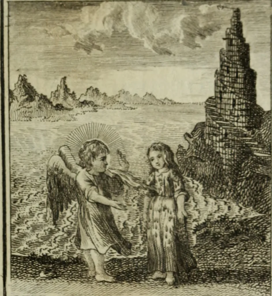 An illustration from L'ame amante de son Dieu, représentée dans les emblemes de Hermannus Hugo, et dans ceux d'Othon Vaenius sur l'amour divin. Avec des figures nouvelles accompagnées de vers qui en font l'application aux dispositions les plus essentielles de la vie intérieure, 1790, leaf 76