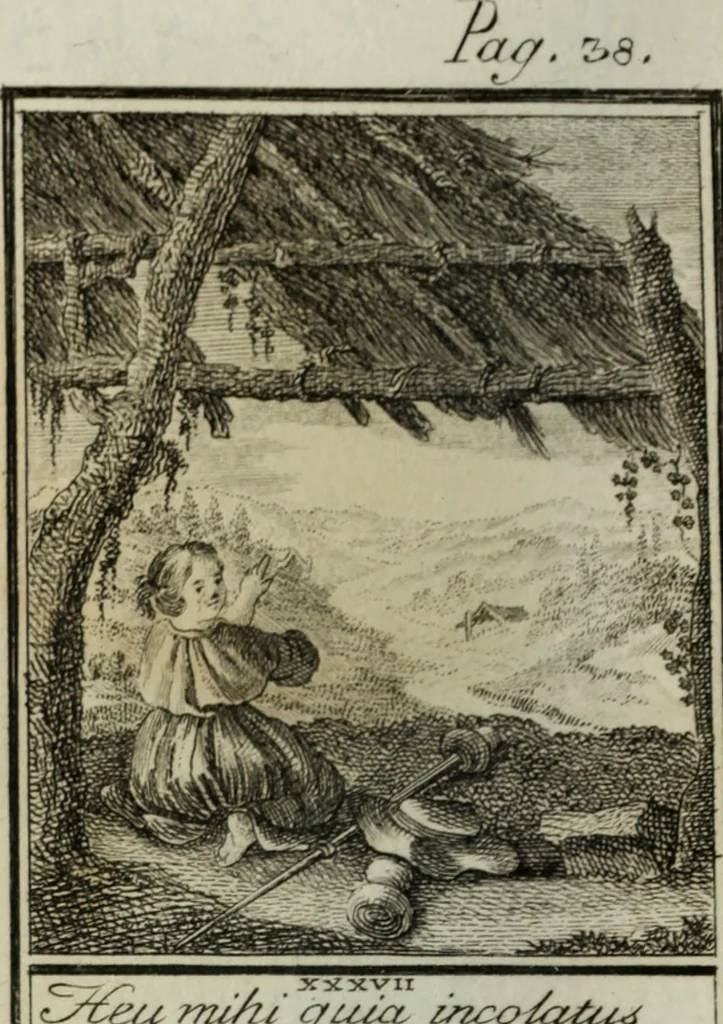 An illustration from L'ame amante de son Dieu, représentée dans les emblemes de Hermannus Hugo, et dans ceux d'Othon Vaenius sur l'amour divin. Avec des figures nouvelles accompagnées de vers qui en font l'application aux dispositions les plus essentielles de la vie intérieure, 1790, leaf 83
