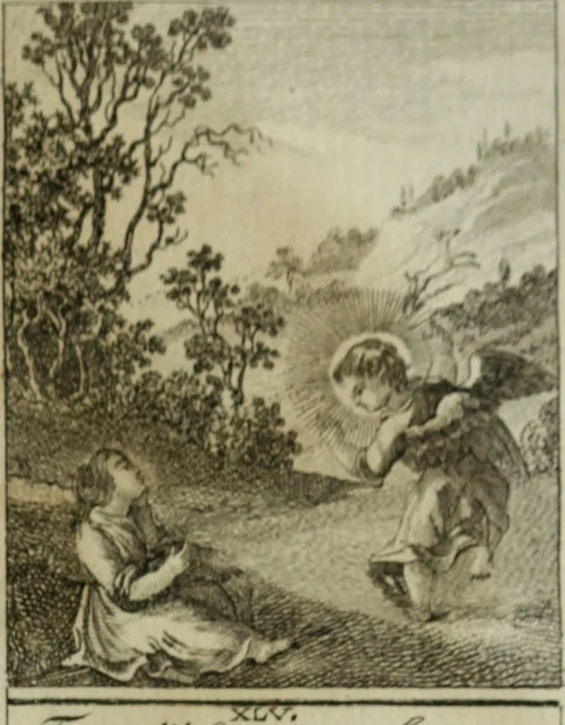 An illustration from L'ame amante de son Dieu, représentée dans les emblemes de Hermannus Hugo, et dans ceux d'Othon Vaenius sur l'amour divin. Avec des figures nouvelles accompagnées de vers qui en font l'application aux dispositions les plus essentielles de la vie intérieure, 1790, leaf 92