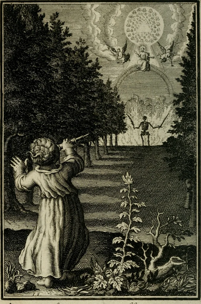 An illustration from L'ame amante de son Dieu, representée dans les emblémes de Hermannus Hugo sur ses pieux desirs: & dans ceux d'Othon Vaenius sur l'amour divin, 1717, leaf 251