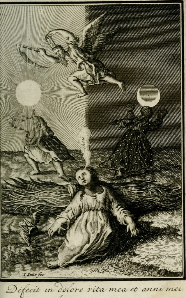 An illustration from L'ame amante de son Dieu, representée dans les emblémes de Hermannus Hugo sur ses pieux desirs: & dans ceux d'Othon Vaenius sur l'amour divin, 1717, leaf 252