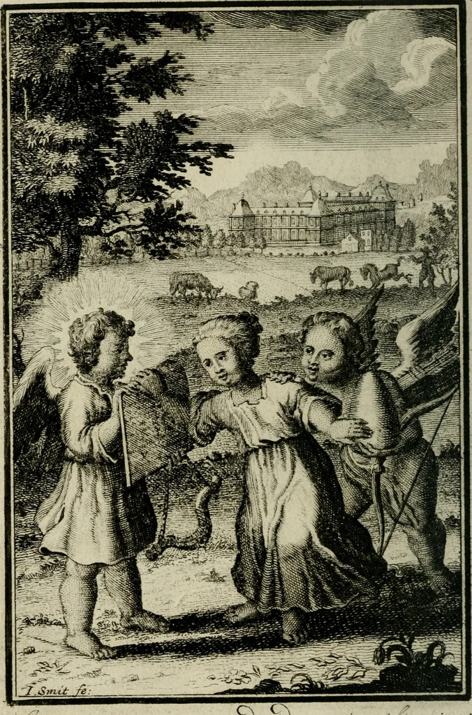 An illustration from L'ame amante de son Dieu, representée dans les emblémes de Hermannus Hugo sur ses pieux desirs: & dans ceux d'Othon Vaenius sur l'amour divin, 1717, leaf 255