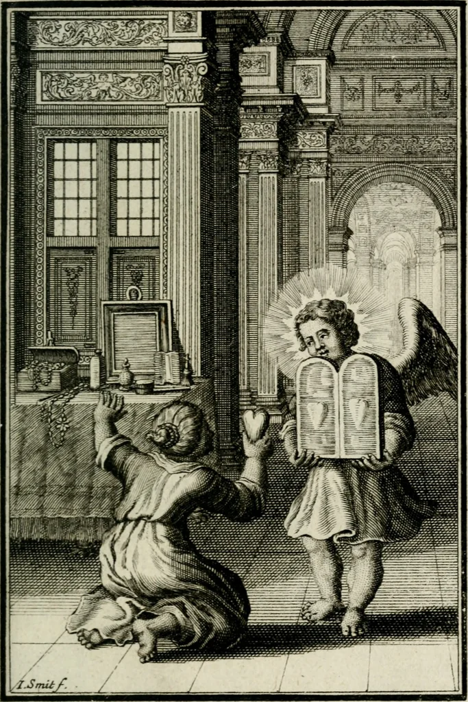 An illustration from L'ame amante de son Dieu, representée dans les emblémes de Hermannus Hugo sur ses pieux desirs: & dans ceux d'Othon Vaenius sur l'amour divin, 1717, leaf 258