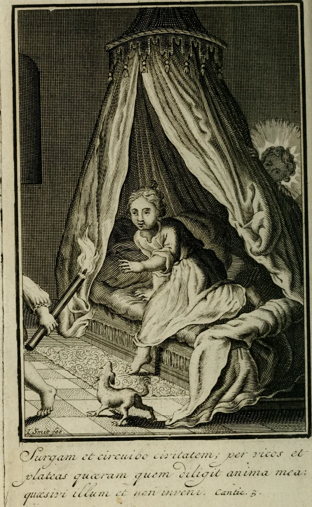 An illustration from L'ame amante de son Dieu, representée dans les emblémes de Hermannus Hugo sur ses pieux desirs: & dans ceux d'Othon Vaenius sur l'amour divin, 1717, leaf 275