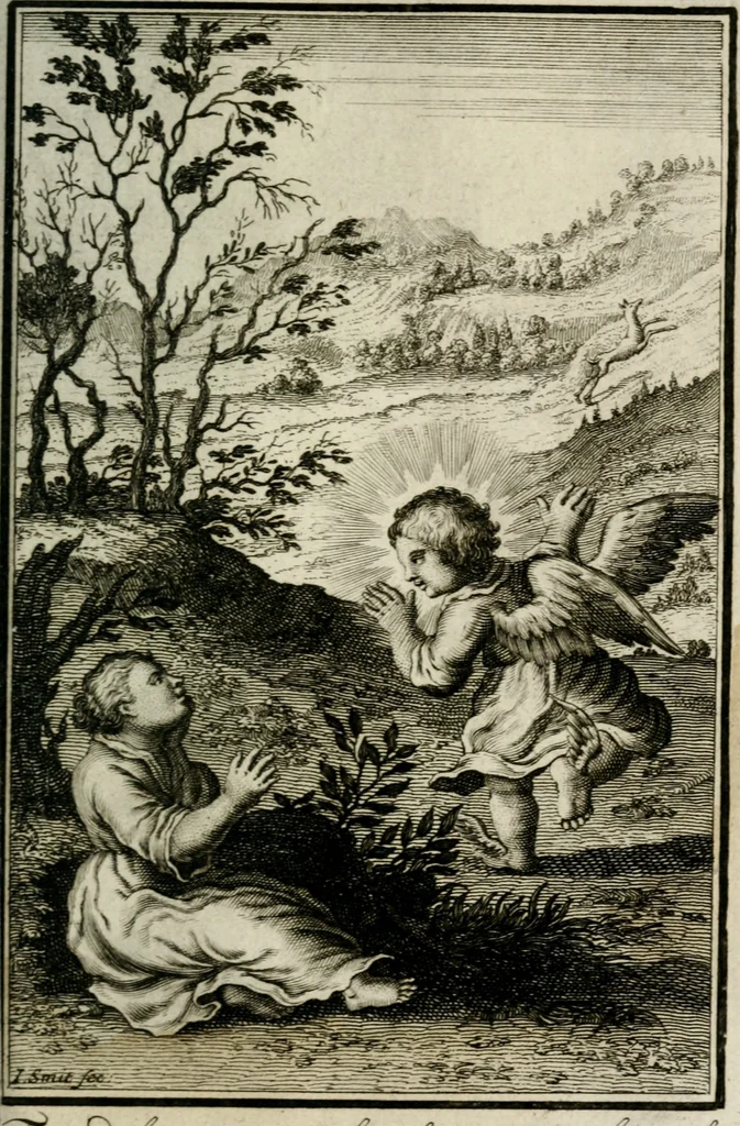 An illustration from L'ame amante de son Dieu, representée dans les emblémes de Hermannus Hugo sur ses pieux desirs: & dans ceux d'Othon Vaenius sur l'amour divin, 1717, leaf 312