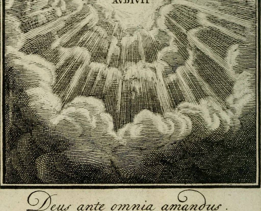 An illustration from L'ame amante de son Dieu, representée dans les emblémes de Hermannus Hugo sur ses pieux desirs: & dans ceux d'Othon Vaenius sur l'amour divin, 1717, leaf 315
