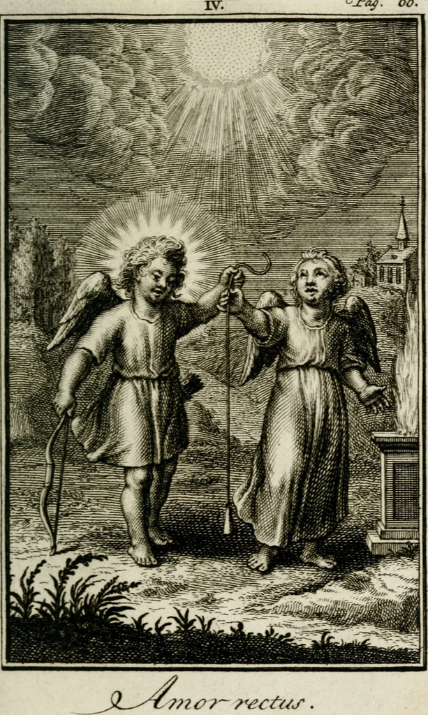 An illustration from L'ame amante de son Dieu, representée dans les emblémes de Hermannus Hugo sur ses pieux desirs: & dans ceux d'Othon Vaenius sur l'amour divin, 1717, leaf 320