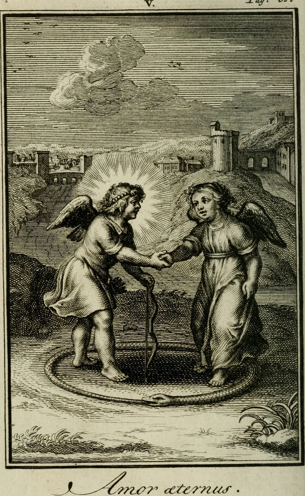 An illustration from L'ame amante de son Dieu, representée dans les emblémes de Hermannus Hugo sur ses pieux desirs: & dans ceux d'Othon Vaenius sur l'amour divin, 1717, leaf 323