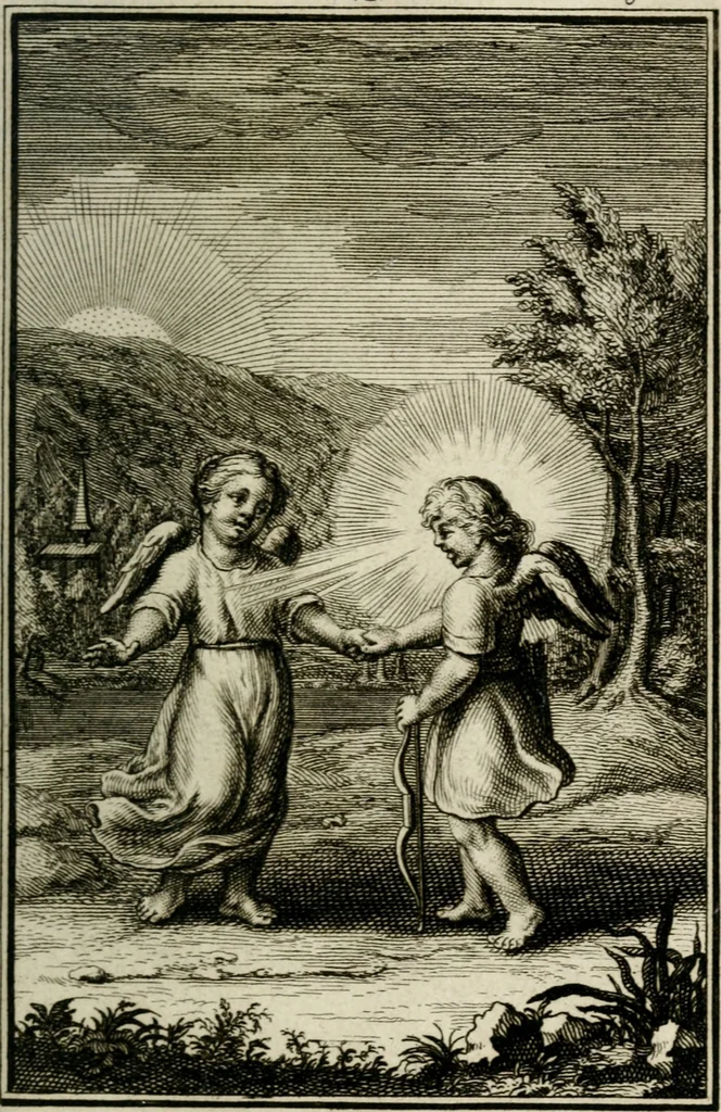 An illustration from L'ame amante de son Dieu, representée dans les emblémes de Hermannus Hugo sur ses pieux desirs: & dans ceux d'Othon Vaenius sur l'amour divin, 1717, leaf 324