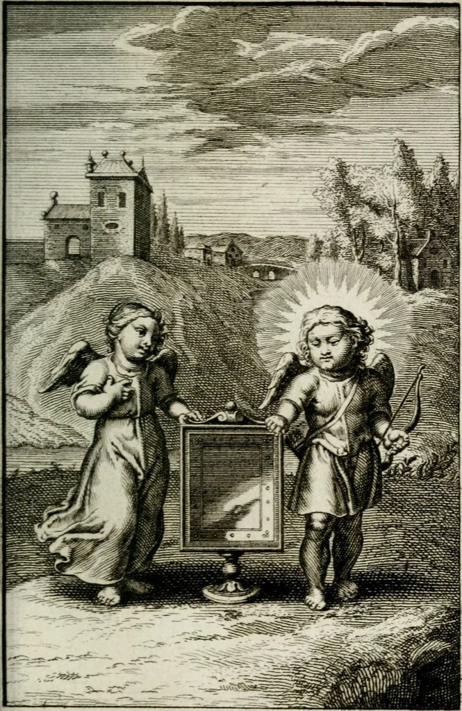 An illustration from L'ame amante de son Dieu, representée dans les emblémes de Hermannus Hugo sur ses pieux desirs: & dans ceux d'Othon Vaenius sur l'amour divin, 1717, leaf 332