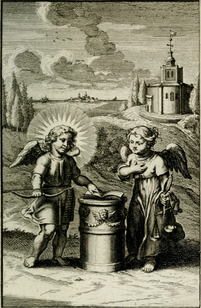 An illustration from L'ame amante de son Dieu, representée dans les emblémes de Hermannus Hugo sur ses pieux desirs: & dans ceux d'Othon Vaenius sur l'amour divin, 1717, leaf 340