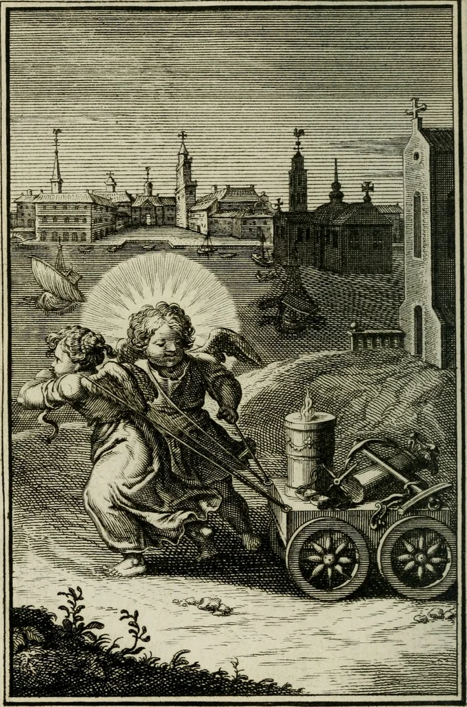 An illustration from L'ame amante de son Dieu, representée dans les emblémes de Hermannus Hugo sur ses pieux desirs: & dans ceux d'Othon Vaenius sur l'amour divin, 1717, leaf 343
