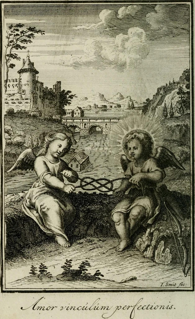 An illustration from L'ame amante de son Dieu, representée dans les emblémes de Hermannus Hugo sur ses pieux desirs: & dans ceux d'Othon Vaenius sur l'amour divin, 1717, leaf 351