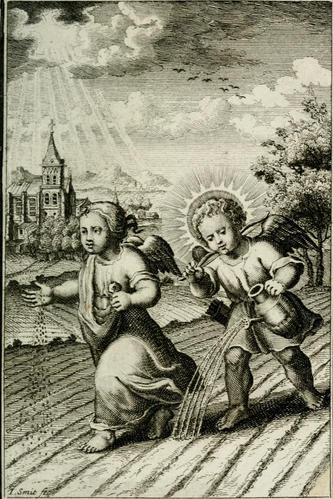 An illustration from L'ame amante de son Dieu, representée dans les emblémes de Hermannus Hugo sur ses pieux desirs: & dans ceux d'Othon Vaenius sur l'amour divin, 1717, leaf 356