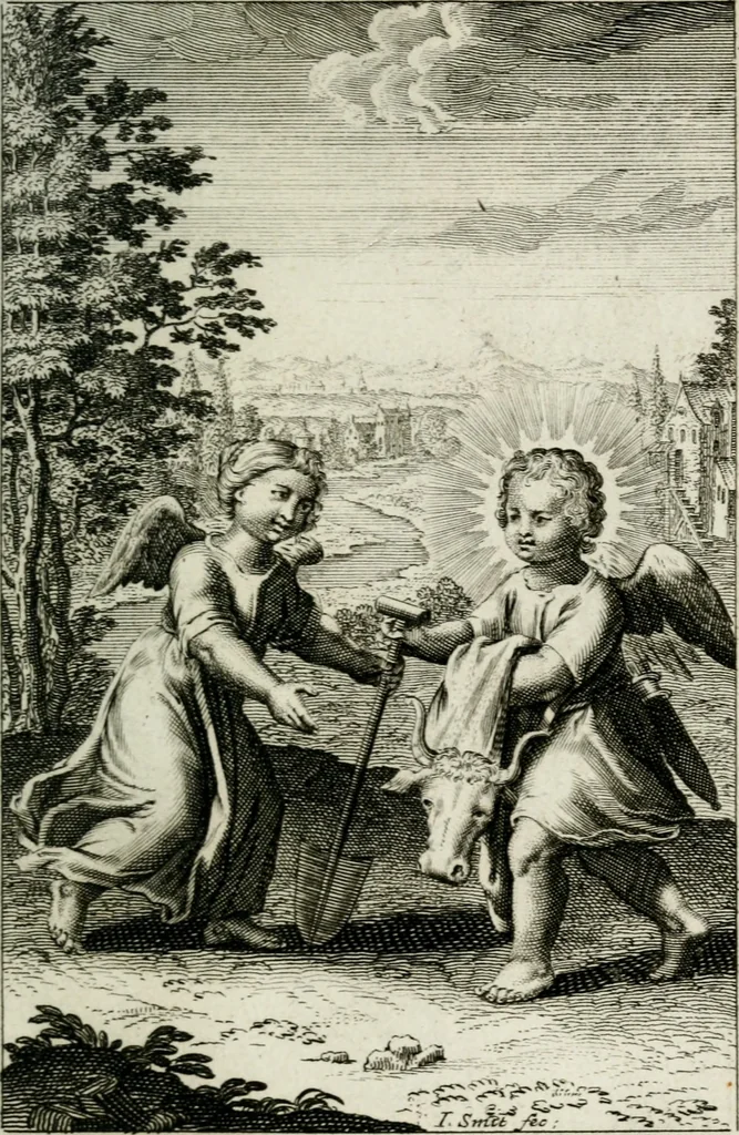 An illustration from L'ame amante de son Dieu, representée dans les emblémes de Hermannus Hugo sur ses pieux desirs: & dans ceux d'Othon Vaenius sur l'amour divin, 1717, leaf 364