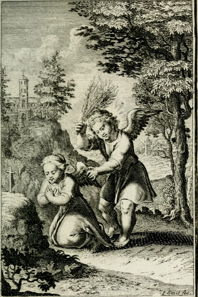 An illustration from L'ame amante de son Dieu, representée dans les emblémes de Hermannus Hugo sur ses pieux desirs: & dans ceux d'Othon Vaenius sur l'amour divin, 1717, leaf 368