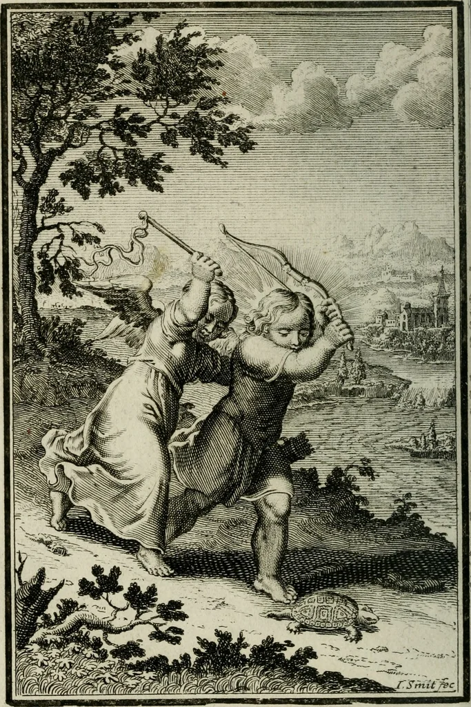 An illustration from L'ame amante de son Dieu, representée dans les emblémes de Hermannus Hugo sur ses pieux desirs: & dans ceux d'Othon Vaenius sur l'amour divin, 1717, leaf 375