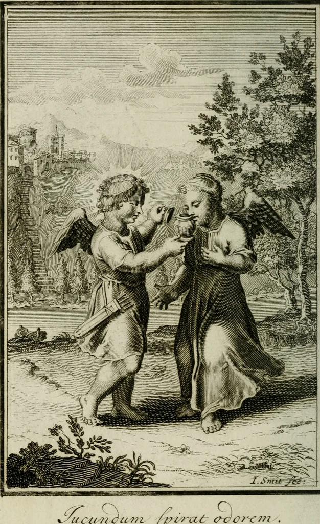 An illustration from L'ame amante de son Dieu, representée dans les emblémes de Hermannus Hugo sur ses pieux desirs: & dans ceux d'Othon Vaenius sur l'amour divin, 1717, leaf 387