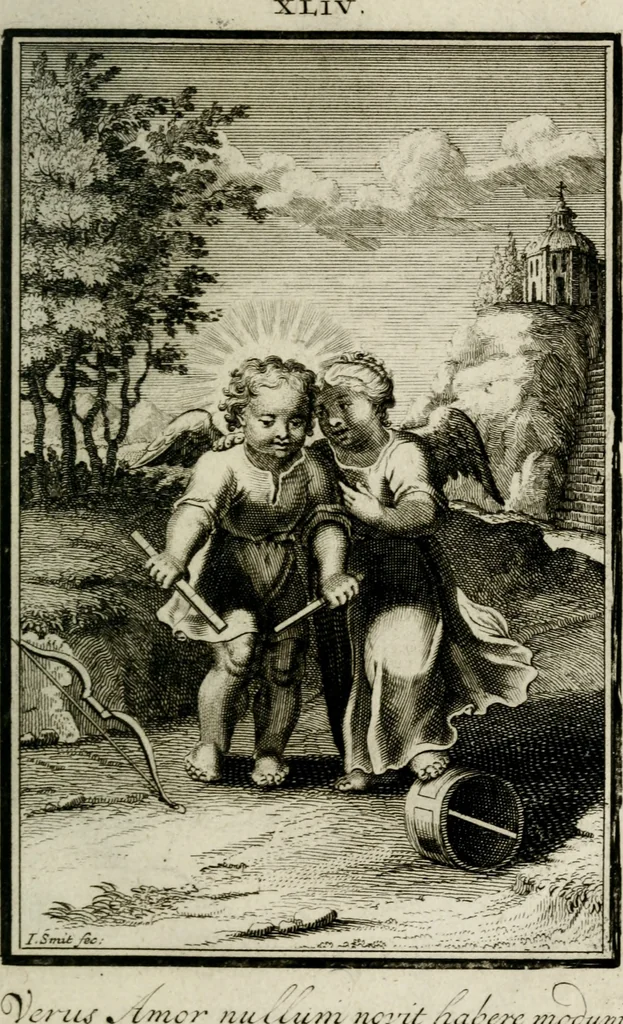 An illustration from L'ame amante de son Dieu, representée dans les emblémes de Hermannus Hugo sur ses pieux desirs: & dans ceux d'Othon Vaenius sur l'amour divin, 1717, leaf 400