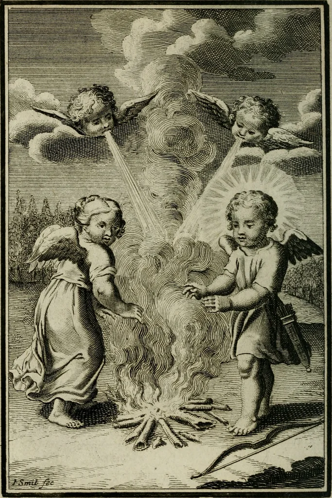 An illustration from L'ame amante de son Dieu, representée dans les emblémes de Hermannus Hugo sur ses pieux desirs: & dans ceux d'Othon Vaenius sur l'amour divin, 1717, leaf 403