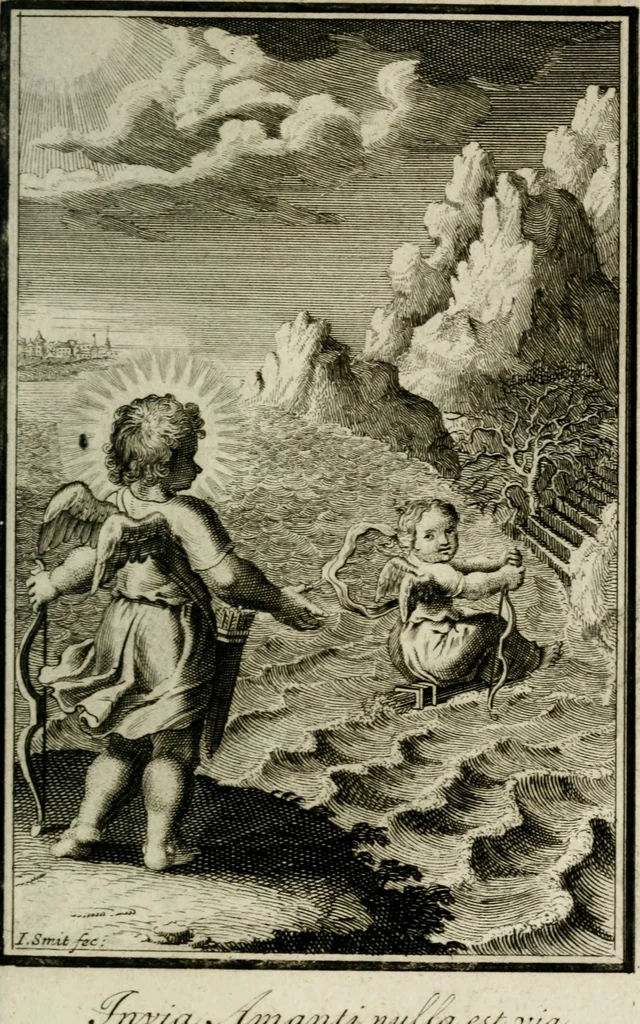 An illustration from L'ame amante de son Dieu, representée dans les emblémes de Hermannus Hugo sur ses pieux desirs: & dans ceux d'Othon Vaenius sur l'amour divin, 1717, leaf 408
