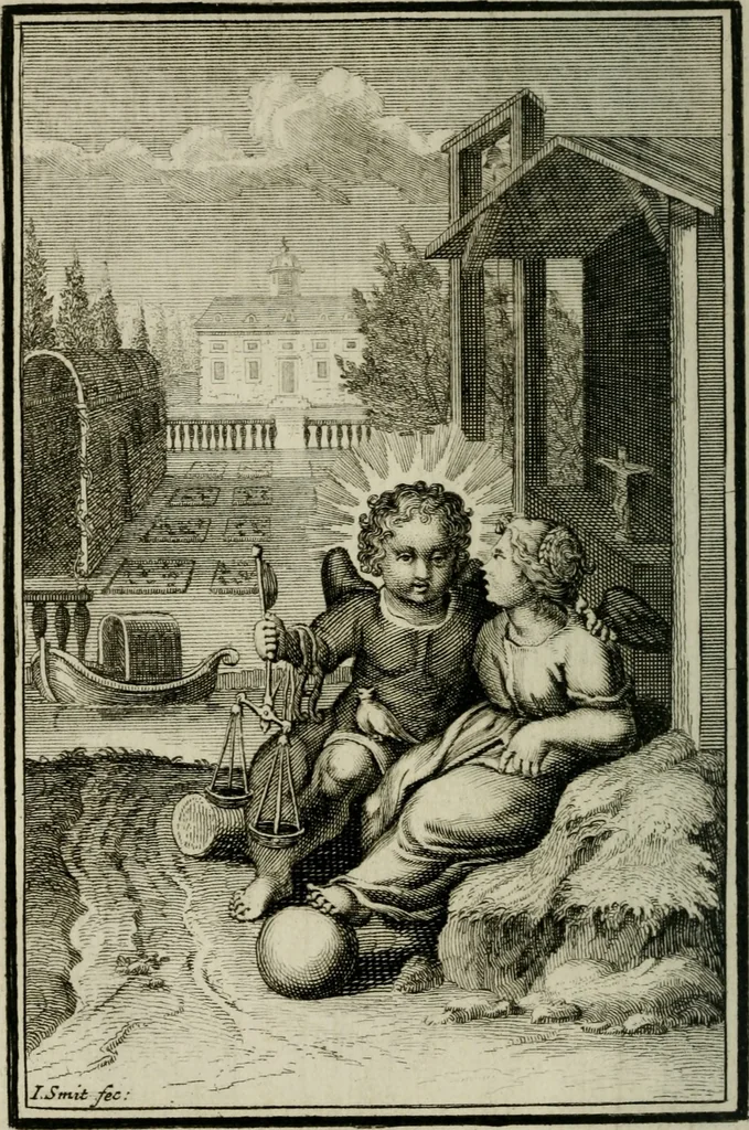 An illustration from L'ame amante de son Dieu, representée dans les emblémes de Hermannus Hugo sur ses pieux desirs: & dans ceux d'Othon Vaenius sur l'amour divin, 1717, leaf 415