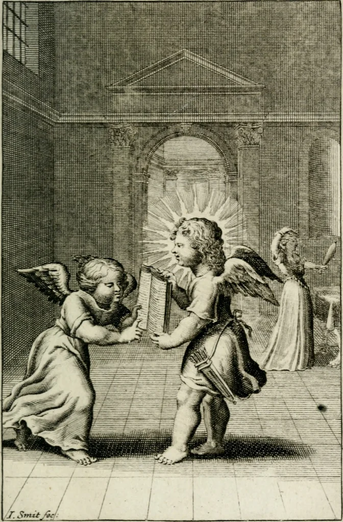 An illustration from L'ame amante de son Dieu, representée dans les emblémes de Hermannus Hugo sur ses pieux desirs: & dans ceux d'Othon Vaenius sur l'amour divin, 1717, leaf 420
