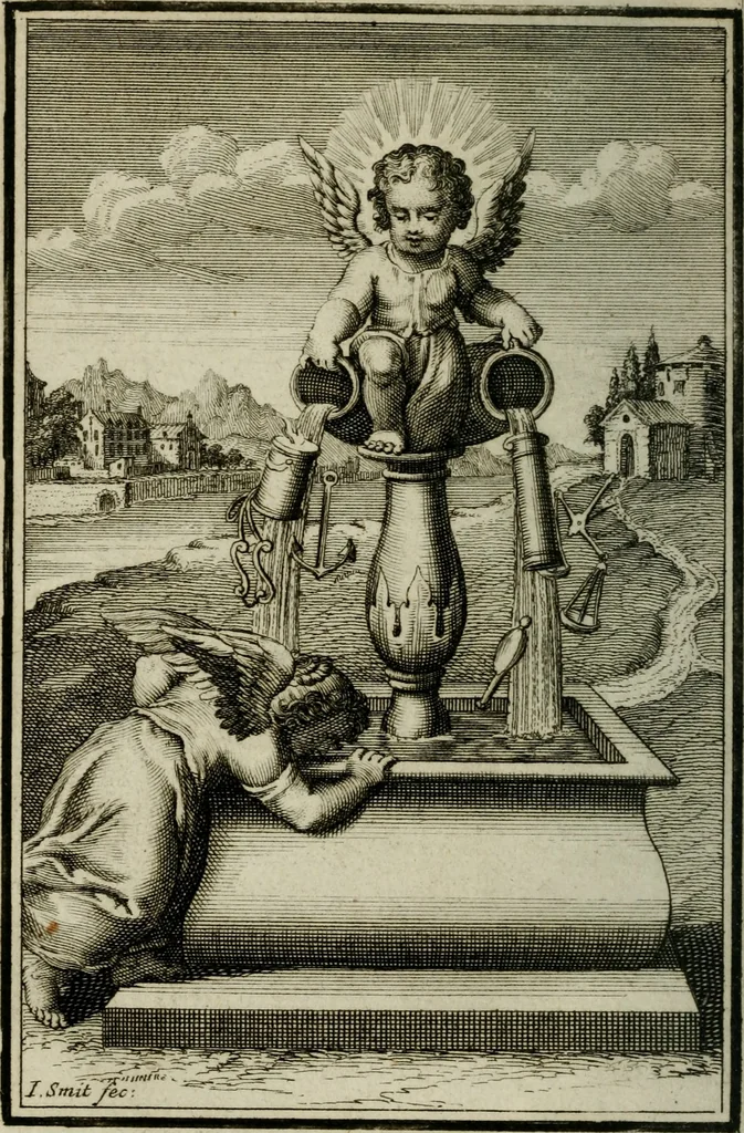 An illustration from L'ame amante de son Dieu, representée dans les emblémes de Hermannus Hugo sur ses pieux desirs: & dans ceux d'Othon Vaenius sur l'amour divin, 1717, leaf 427