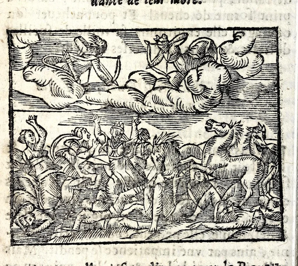 An illustration from La Metamorphose d'Ouide : contenant l'Olympe des histoires poëtiques : traduits de latin en françois, 1608, leaf 234
